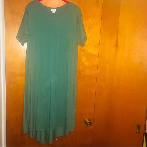 𝅺LuLaRoe Carly High-Low Dress Green plus size 2x - Picture 1 of 5